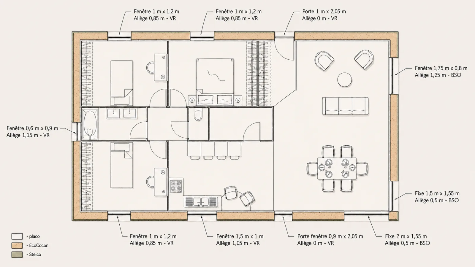 Plan intérieur Maison Optima — Plain-pied